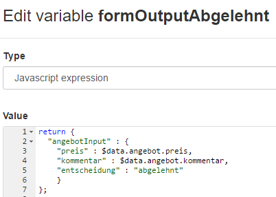 Variable-FormOutputAbgelehnt